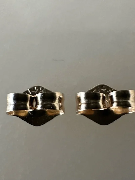 14k Solid Gold White Pearl Stud Earrings - Picture 6 of 14